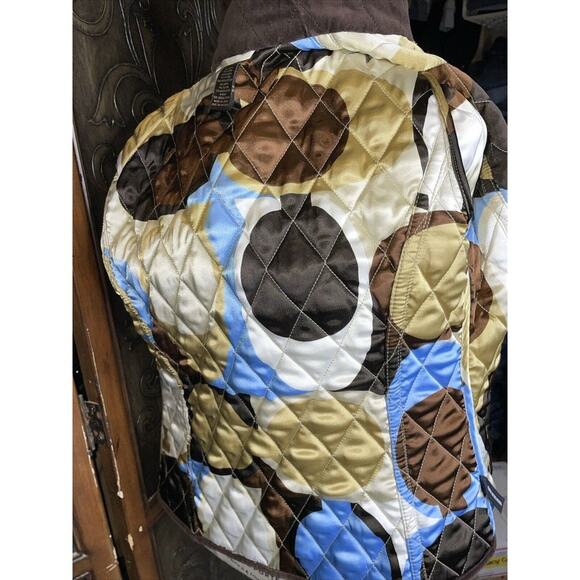 Coach Gold Quilted Jacket With Rabbit Fur Trim Women's Size S - Picture 6 of 7